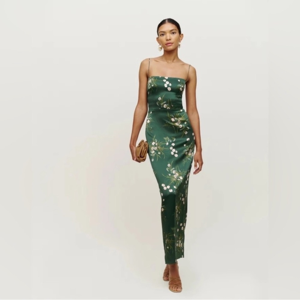 Reformation Green Bodycon Dress Spaghetti Strap Sleeveless